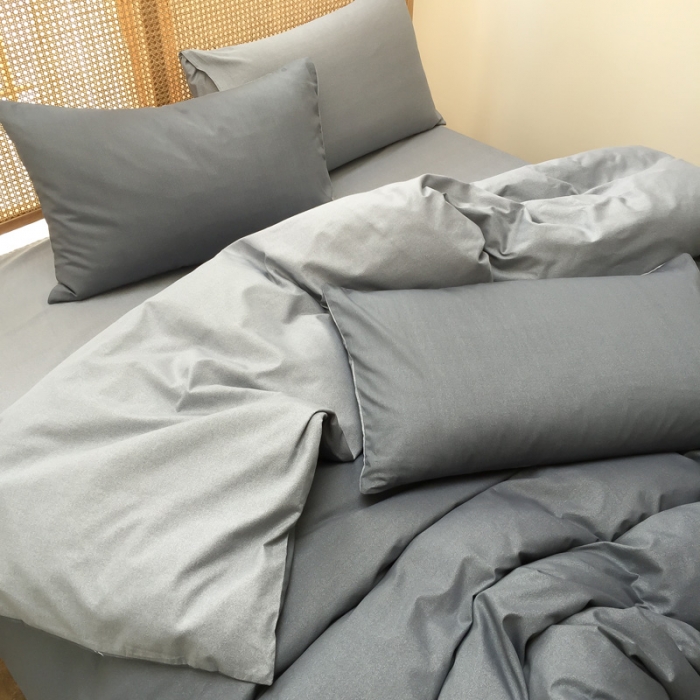 91家纺网 家纺一手货源 找家纺 雲归梦 2020新款北欧风纯色全棉四件套 卡洛-蓝浅灰