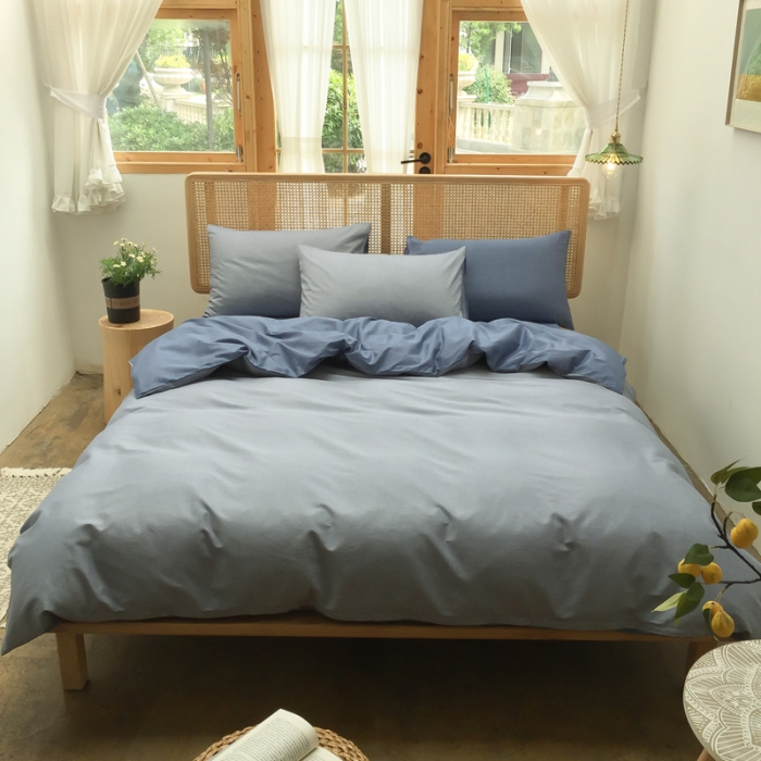 91家纺网 家纺一手货源 找家纺 雲归梦 2020新款北欧风纯色全棉四件套 乐扣-浅灰