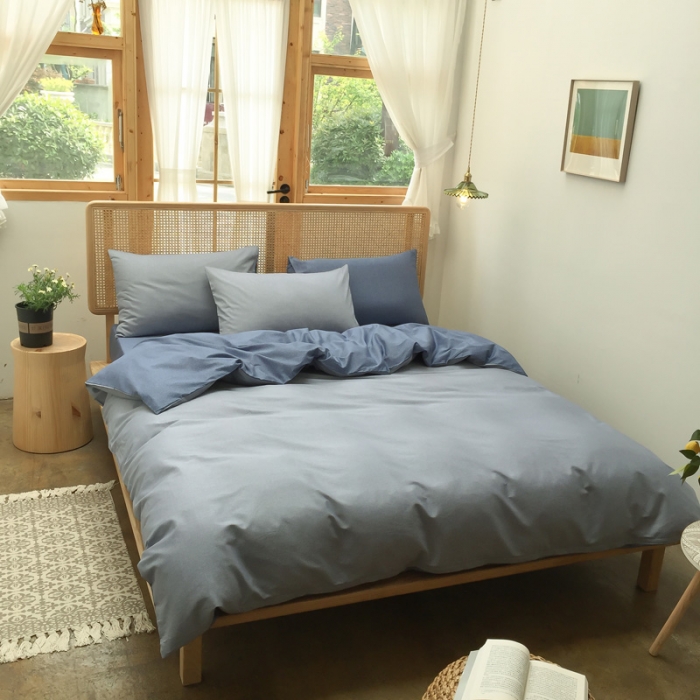 91家纺网 家纺一手货源 找家纺 雲归梦 2020新款北欧风纯色全棉四件套 乐扣-浅灰