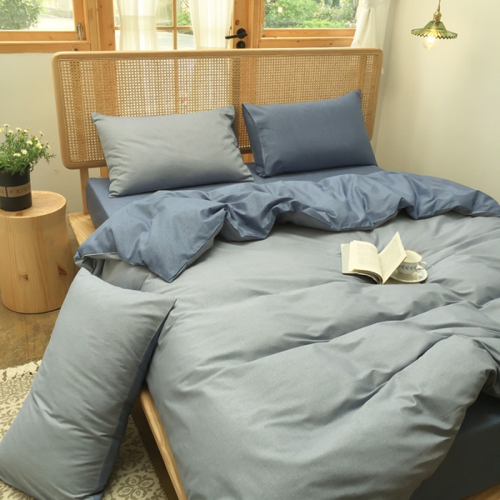 91家纺网 家纺一手货源 找家纺 雲归梦 2020新款北欧风纯色全棉四件套 乐扣-浅灰