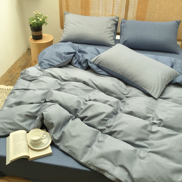 91家纺网 家纺一手货源 找家纺 雲归梦 2020新款北欧风纯色全棉四件套 乐扣-浅灰