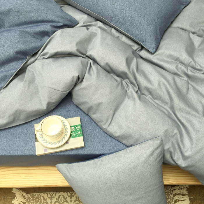 91家纺网 家纺一手货源 找家纺 雲归梦 2020新款北欧风纯色全棉四件套 乐扣-浅灰