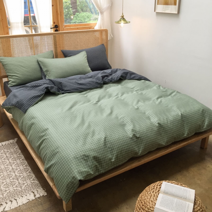 91家纺网 家纺一手货源 找家纺 雲归梦 2020新款北欧风纯色全棉四件套 莫兰迪-绿