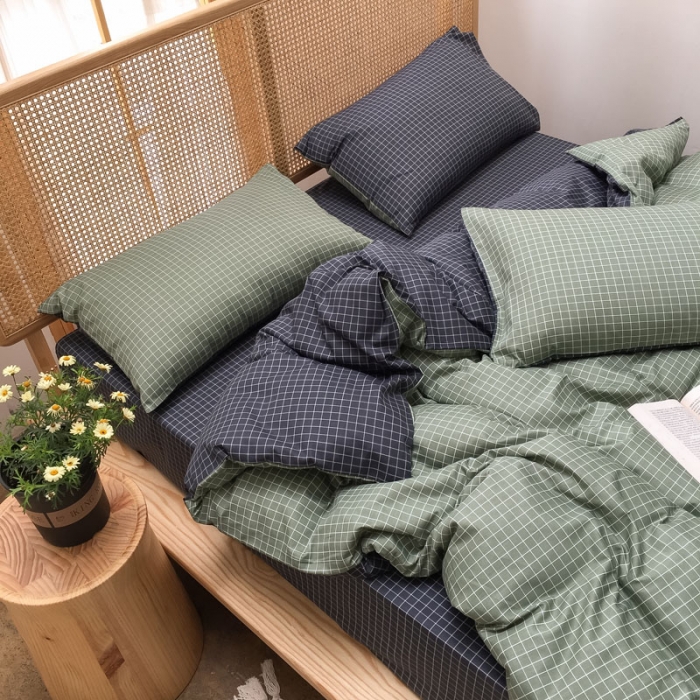 91家纺网 家纺一手货源 找家纺 雲归梦 2020新款北欧风纯色全棉四件套 莫兰迪-绿