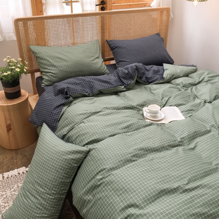 91家纺网 家纺一手货源 找家纺 雲归梦 2020新款北欧风纯色全棉四件套 莫兰迪-绿