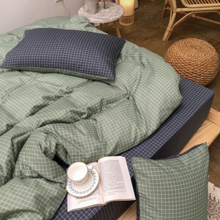 91家纺网 家纺一手货源 找家纺 雲归梦 2020新款北欧风纯色全棉四件套 莫兰迪-绿