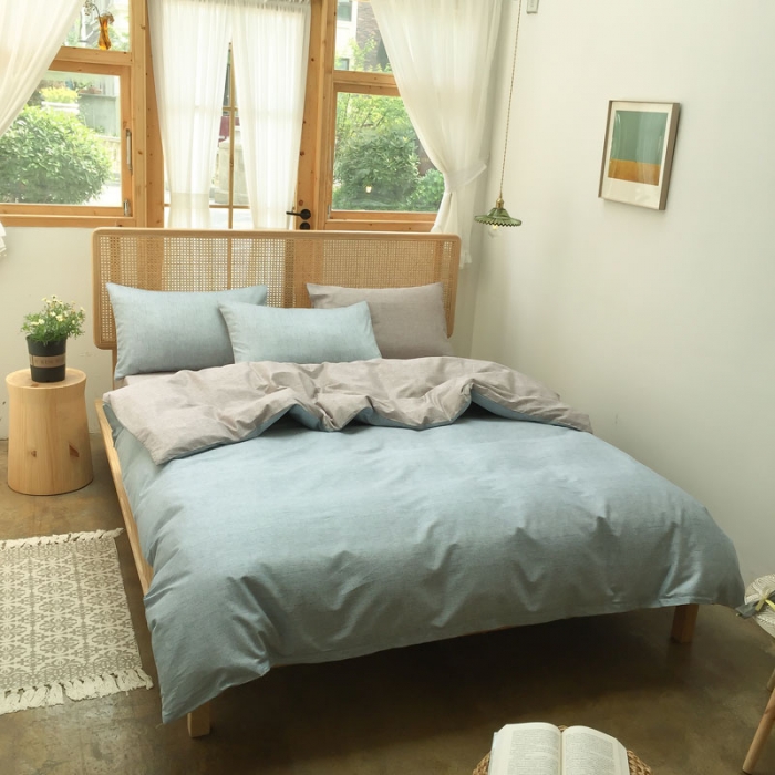 91家纺网 家纺一手货源 找家纺 雲归梦 2020新款北欧风纯色全棉四件套 清新时代-灰咖