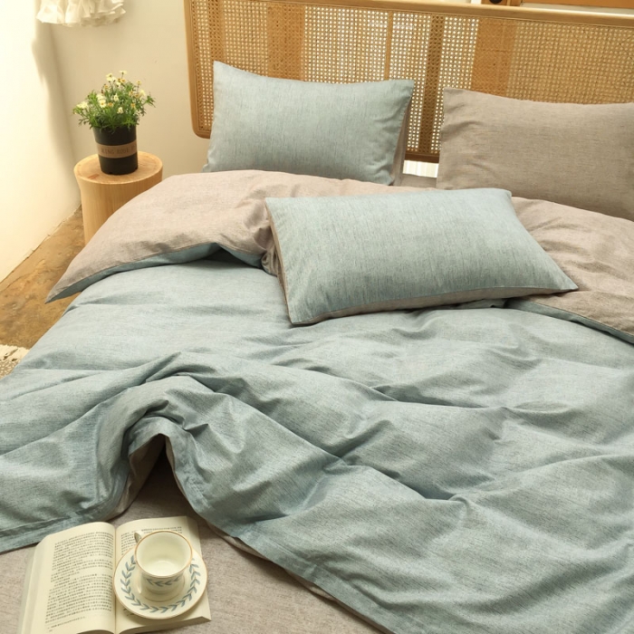 91家纺网 家纺一手货源 找家纺 雲归梦 2020新款北欧风纯色全棉四件套 清新时代-灰咖