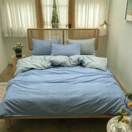91家纺网 家纺一手货源 找家纺 雲归梦 2020新款北欧风纯色全棉四件套 清新时代-蓝灰