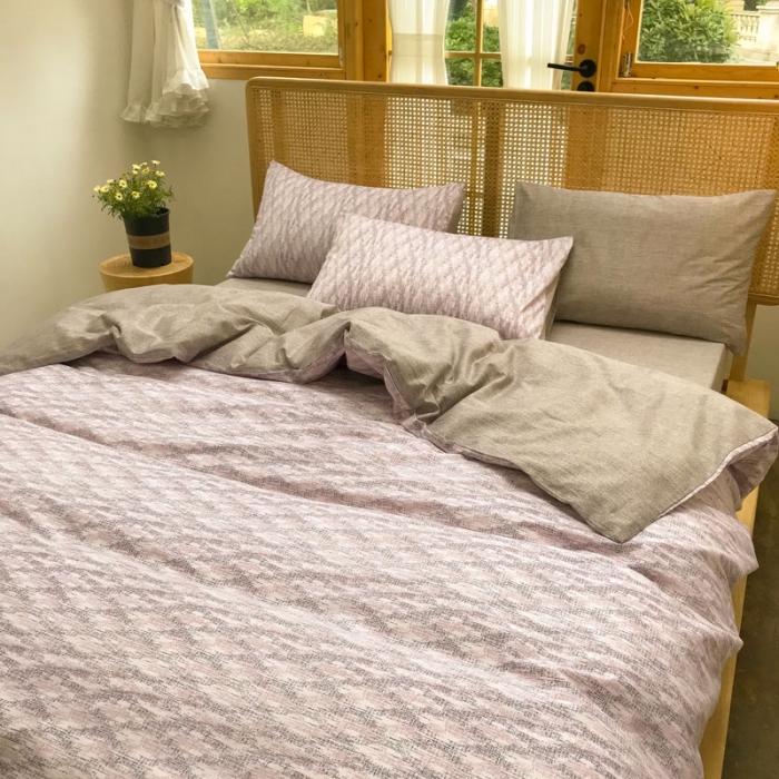 91家纺网 家纺一手货源 找家纺 雲归梦 2020新款北欧风纯色全棉四件套 西西里蜜彩粉