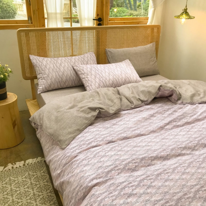 91家纺网 家纺一手货源 找家纺 雲归梦 2020新款北欧风纯色全棉四件套 西西里蜜彩粉