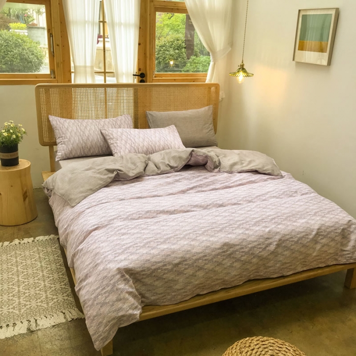 91家纺网 家纺一手货源 找家纺 雲归梦 2020新款北欧风纯色全棉四件套 西西里蜜彩粉