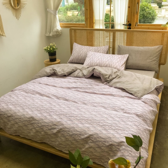 91家纺网 家纺一手货源 找家纺 雲归梦 2020新款北欧风纯色全棉四件套 西西里蜜彩粉