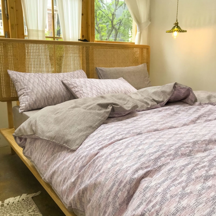 91家纺网 家纺一手货源 找家纺 雲归梦 2020新款北欧风纯色全棉四件套 西西里蜜彩粉