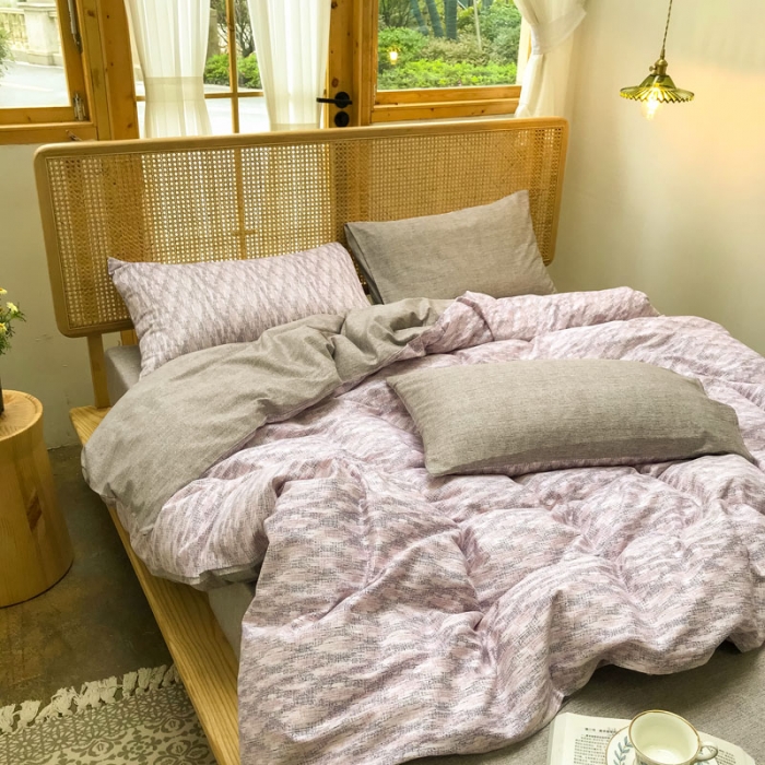 91家纺网 家纺一手货源 找家纺 雲归梦 2020新款北欧风纯色全棉四件套 西西里蜜彩粉