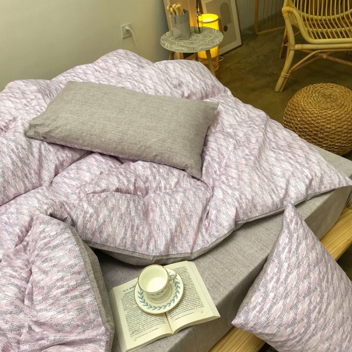 91家纺网 家纺一手货源 找家纺 雲归梦 2020新款北欧风纯色全棉四件套 西西里蜜彩粉