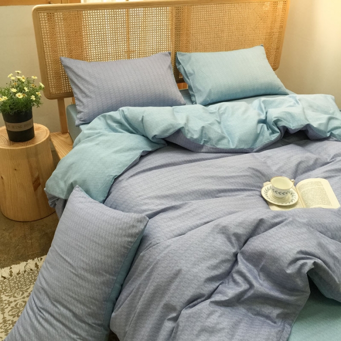 91家纺网 家纺一手货源 找家纺 雲归梦 2020新款北欧风纯色全棉四件套 遇见-灰绿