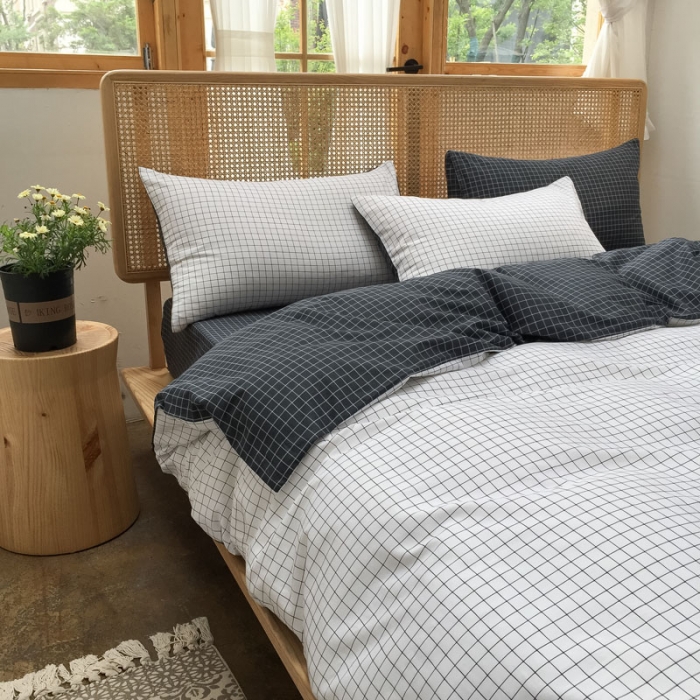 91家纺网 家纺一手货源 找家纺 雲归梦 2020新款北欧风纯色全棉四件套 自由格-白