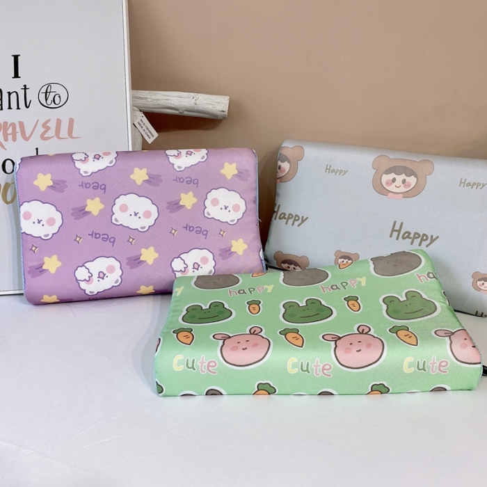 91家纺网 家纺一手货源 找家纺 伟邦枕芯 2020新款冰丝儿童乳胶枕44*27cm 快乐青蛙