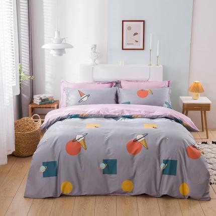 91家纺网 家纺一手货源 找家纺 星期三家纺 2020春夏新款13372四件套（加老板微信有会员价） 冰淇淋-灰