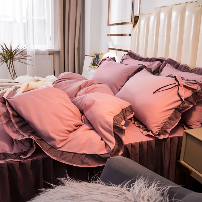 91家纺网 家纺一手货源 找家纺 金米诺 2020加厚韩版花边水洗棉磨毛四件套 典雅莎