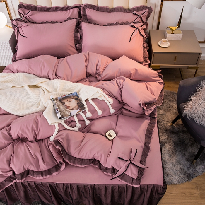 91家纺网 家纺一手货源 找家纺 金米诺 2020加厚韩版花边水洗棉磨毛四件套 典雅莎