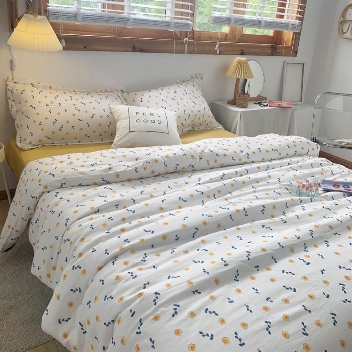 91家纺网 家纺一手货源 找家纺 2021A类全棉双层纱四件套纯棉三件套【小洋槐】