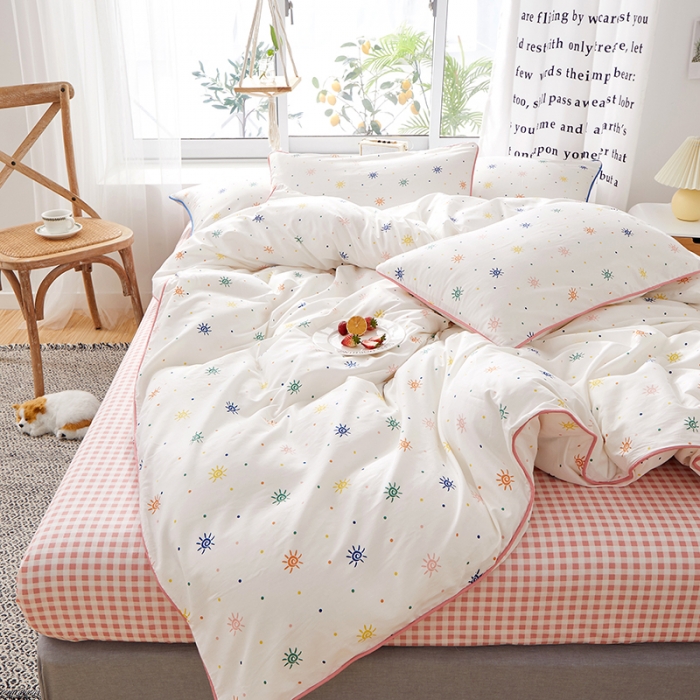 91家纺网 家纺一手货源 找家纺 一米阳光 2020新款炫彩系列四件套 炫彩-粉