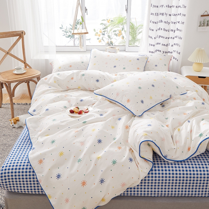 91家纺网 家纺一手货源 找家纺 一米阳光 2020新款炫彩系列四件套 炫彩-蓝