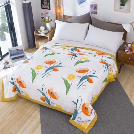 91家纺网 家纺一手货源 找家纺 一米阳光 2020新款大版水洗夏被 橘色诱惑