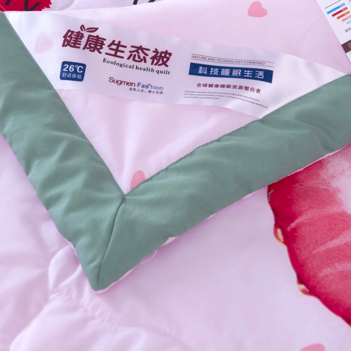 91家纺网 家纺一手货源 找家纺 一米阳光 2020新款大版水洗夏被 草莓