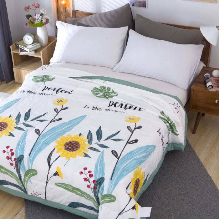 91家纺网 家纺一手货源 找家纺 一米阳光 2020新款大版水洗夏被 枫叶情