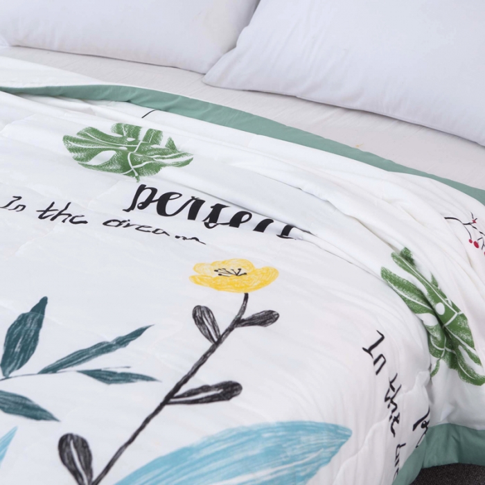 91家纺网 家纺一手货源 找家纺 一米阳光 2020新款大版水洗夏被 枫叶情