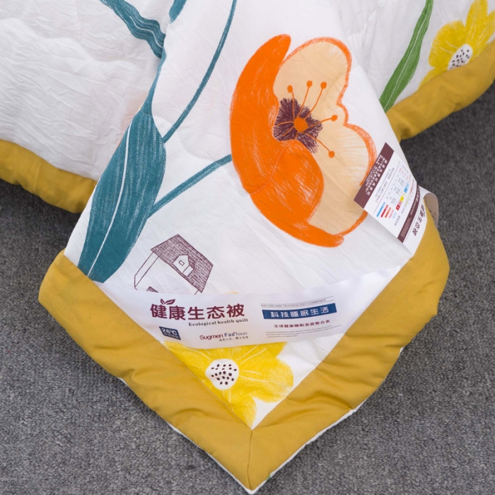91家纺网 家纺一手货源 找家纺 一米阳光 2020新款大版水洗夏被 橘色诱惑