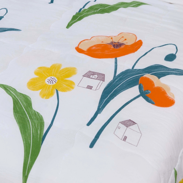 91家纺网 家纺一手货源 找家纺 一米阳光 2020新款大版水洗夏被 橘色诱惑