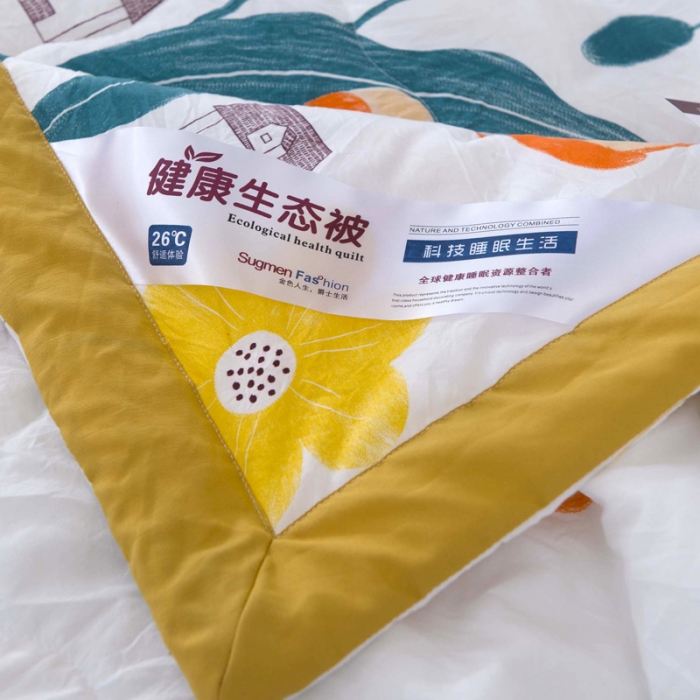 91家纺网 家纺一手货源 找家纺 一米阳光 2020新款大版水洗夏被 橘色诱惑