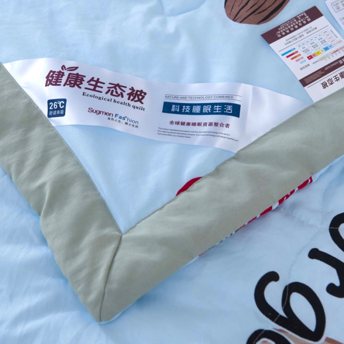 91家纺网 家纺一手货源 找家纺 一米阳光 2020新款大版水洗夏被 蘑菇