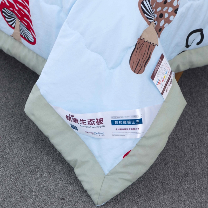 91家纺网 家纺一手货源 找家纺 一米阳光 2020新款大版水洗夏被 蘑菇