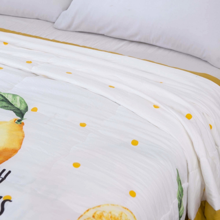 91家纺网 家纺一手货源 找家纺 一米阳光 2020新款大版水洗夏被 柠檬