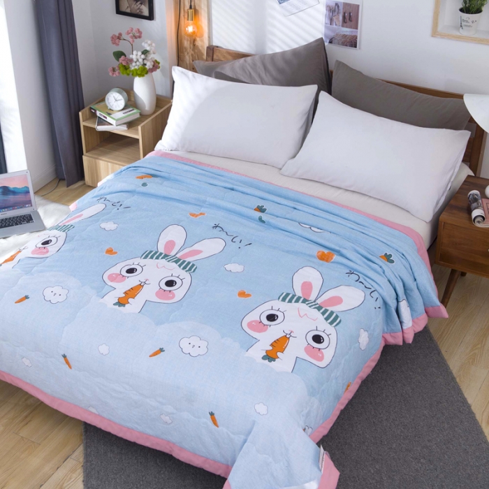 91家纺网 家纺一手货源 找家纺 一米阳光 2020新款大版水洗夏被 兔子