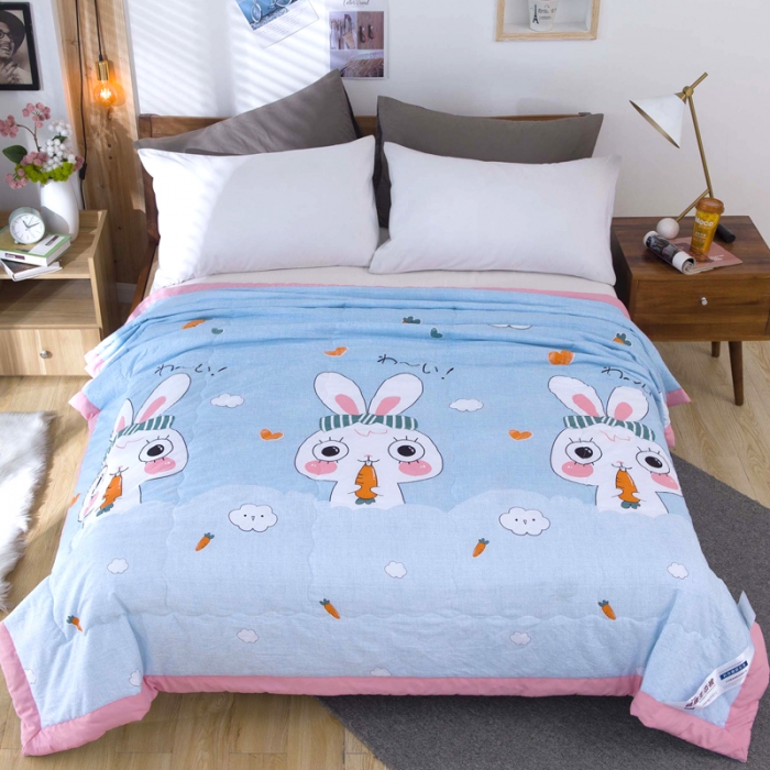 91家纺网 家纺一手货源 找家纺 一米阳光 2020新款大版水洗夏被 兔子