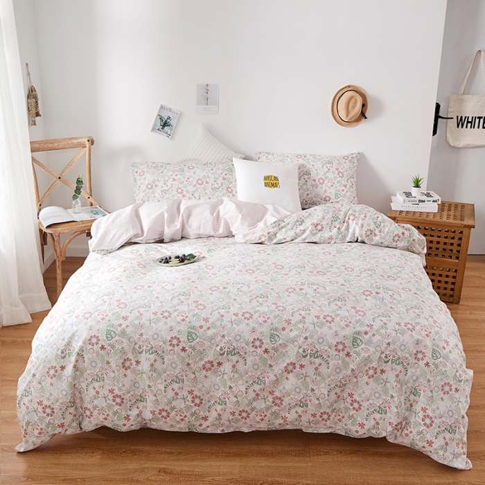 91家纺网 家纺一手货源 找家纺 一米阳光 2020新款13070全棉四件套 陌上花开（白）