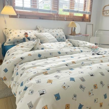 2021新款爆款A类全棉双层纱四件套纯棉三件套被套床单床笠式