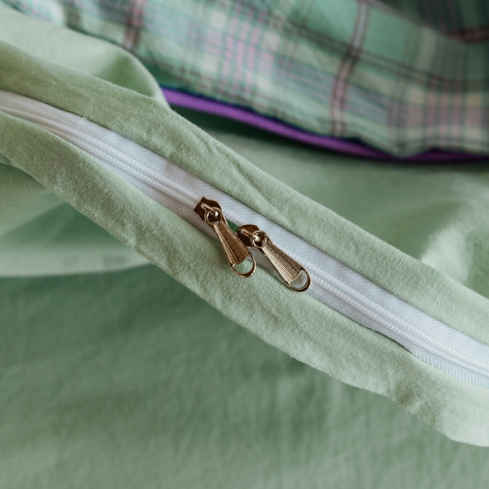 91家纺网 家纺一手货源 找家纺 棉眠2020夏季新款32支色织水洗棉四件套 大绿格