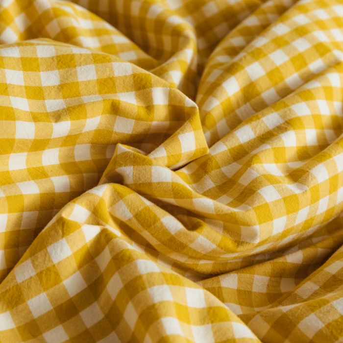 91家纺网 家纺一手货源 找家纺 棉眠2020夏季新款32支色织水洗棉四件套 小黄格