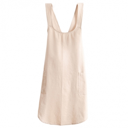 91家纺网 家纺一手货源 找家纺 【围裙】日式无印纯色全棉棉麻质感良品简约家居服围裙防尘-女款