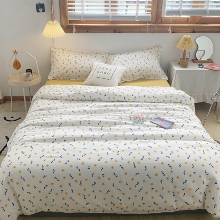 91家纺网 家纺一手货源 找家纺 2021A类全棉双层纱四件套纯棉三件套【小洋槐】