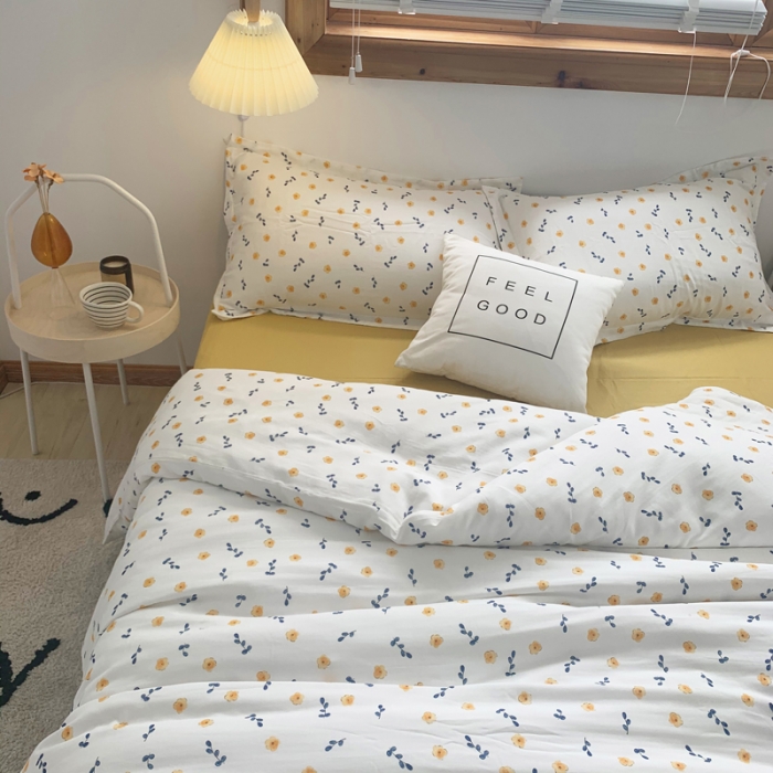 91家纺网 家纺一手货源 找家纺 2021A类全棉双层纱四件套纯棉三件套【小洋槐】