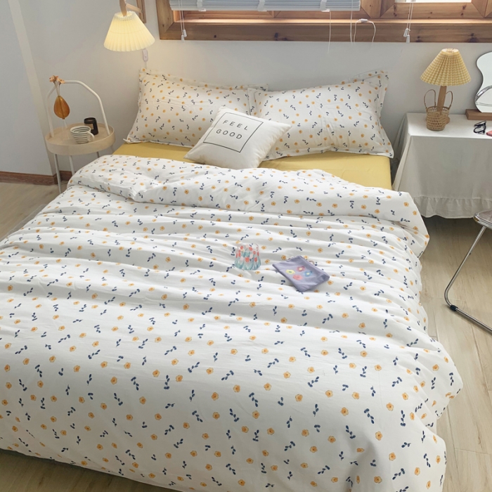 91家纺网 家纺一手货源 找家纺 2021A类全棉双层纱四件套纯棉三件套【小洋槐】