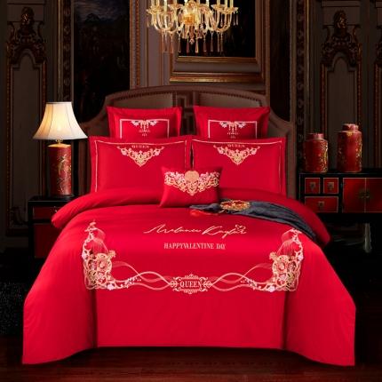 91家纺网 家纺一手货源 找家纺 2023新款 全棉婚庆四件套床品套件